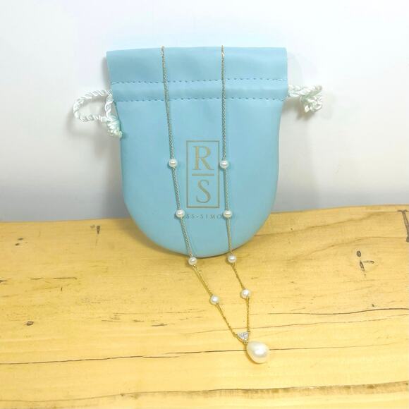 Ross Simons 14k Gold Cultured Pearl Diamond Heart Necklace 17" - Picture 4 of 14